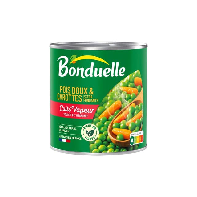 3083681130904 - Bonduelle - Petits pois et carottes cuits à la vapeur en conserve