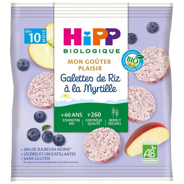 4062300267404 - Hipp - Mon Goûter Plaisir - Galettes de Riz à la Myrtille Bio, Dès 10 mois
