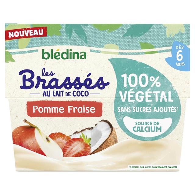 3041091970305 - Blédina - Les Brassés - Brassé Végétal au Lait de Coco Pommes Fraise Coupelle Bébé Dès 6 mois
