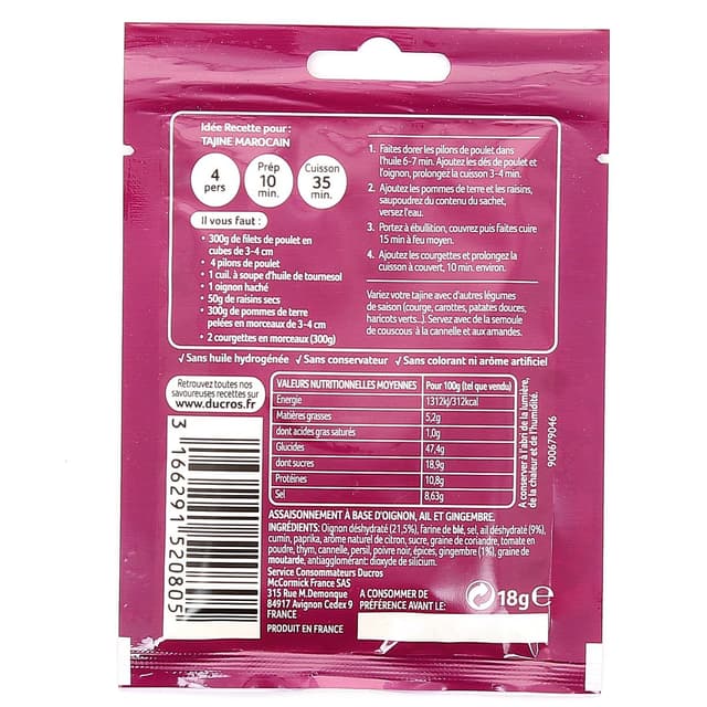 3166291520805 - Ducros - Mélange pour tajine marocaine