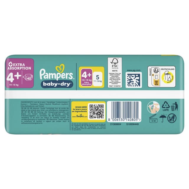 8006530140805 - Pampers Babydry - Couches Baby-Dry 10-15kg - Taille 4+