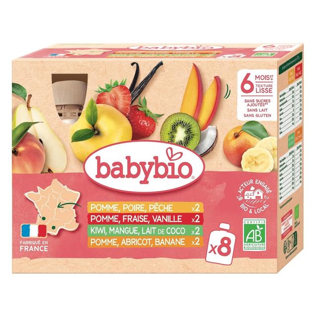 3288131541105 - Babybio - Multifruits 4 recettes Bio Gourde Bébé dès 6 mois