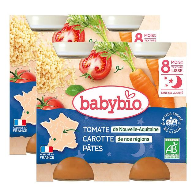 2050000312205 - Babybio - Compotée de Carotte des Landes, Tomate, Pâtes Bio Pot Bébé Dès 8 mois