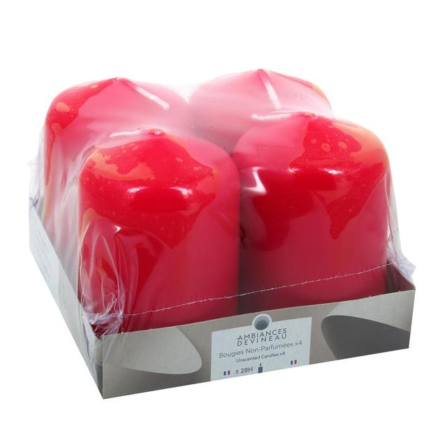 3482356723388 - Ambiances Devineau - 4 Bougies non parfumée Rouge