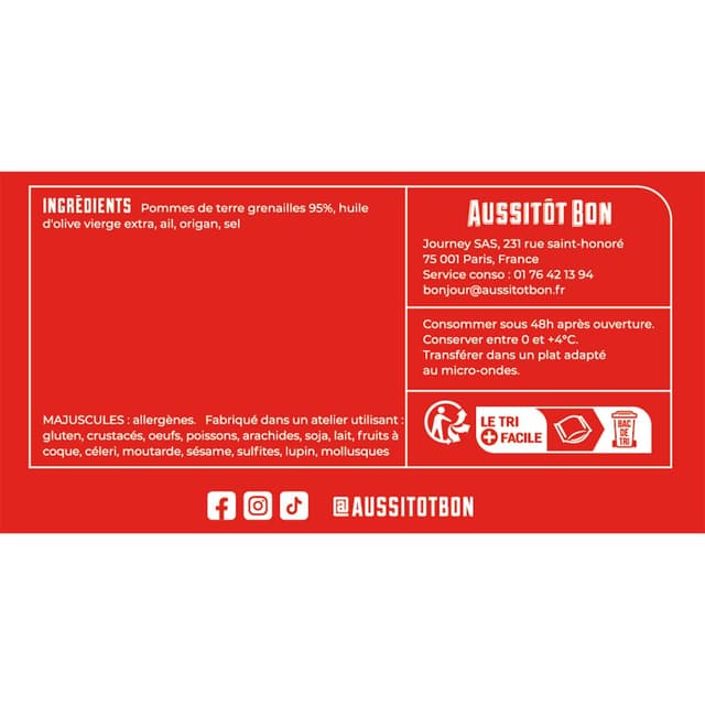 3701565400706 - Aussitôt Bon - Pommes Grenailles Rôties à l'Origan