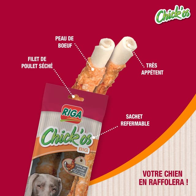 3166780051506 - Riga Chick'Os - Friandise au poulet Big - Friandise Récompense pour grand chien x3
