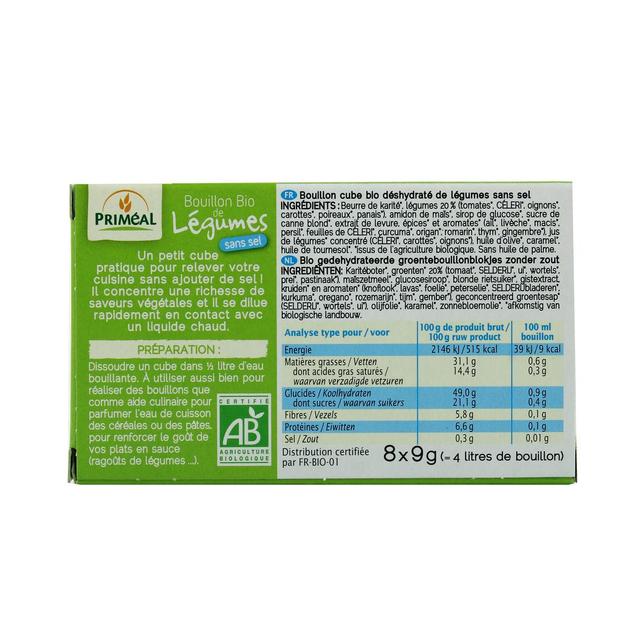 3380380071706 - Priméal - Bouillon Bio de Légumes Sans Sel