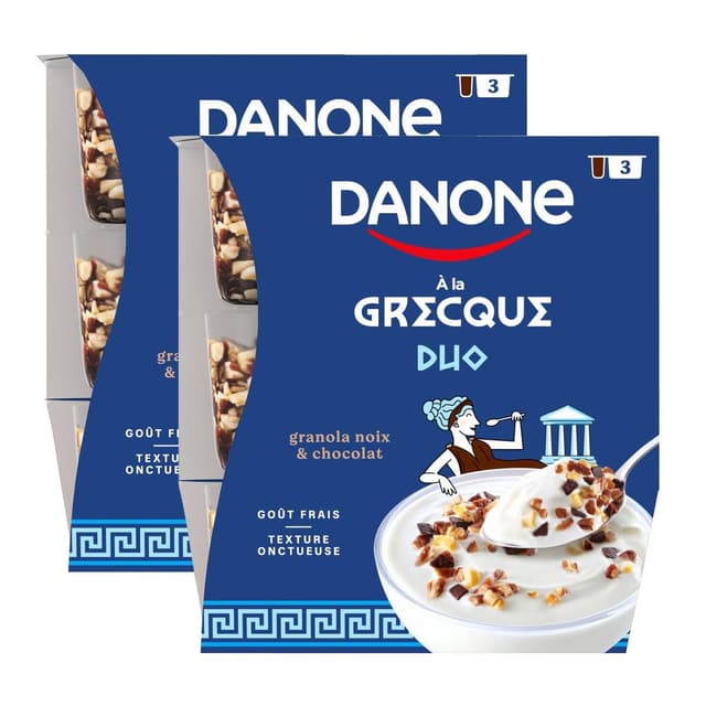 3033492136008 - Danone - Yaourts à la Grecque Duo Granola aux Noix et Chocolat Noir