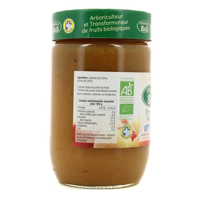 3301597004806 - Planet Bio - Purée pomme pêche bio sans sucres ajoutés