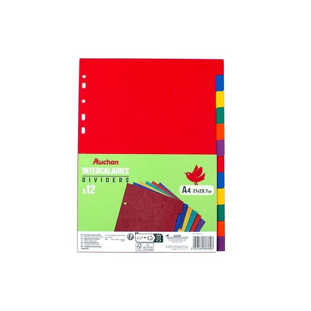 3665257685706 - Auchan - Intercalaires carton A4 21x29,7