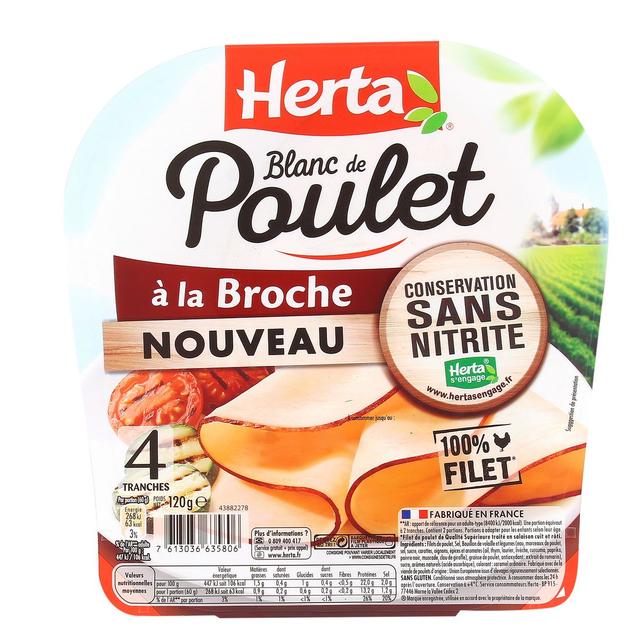 7613036635806 - Herta - Blanc de Poulet sans nitrites à la Broche, 120g