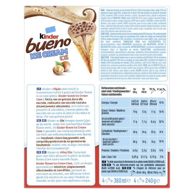 8714100896006 - Kinder - 4 Cônes Ice Cream Bueno 4x90ml