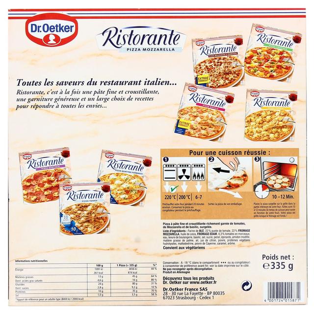 4001724819806 - Dr.Oetker - Ristorante - Pizza mozzarella- Tomates, mozzarella