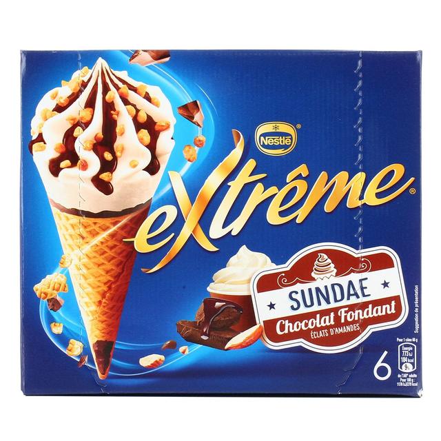 7613035870307 - Extrême - 6 cônes glacés Sundae chocolat fondant et éclats d'amande