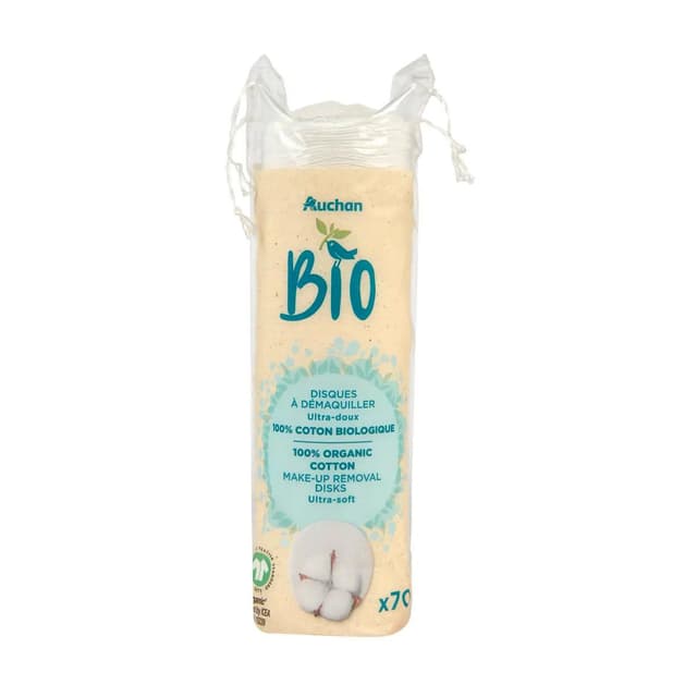 3596710551507 - Auchan - Cotons disques à démaquiller bio ultra-doux