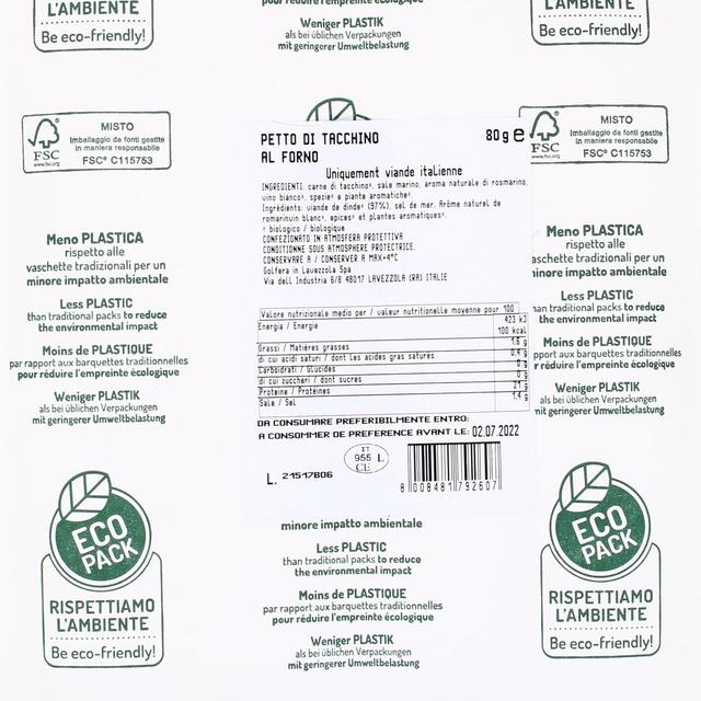 8008481792607 - Le Biodelizie Di Golfera - Blanc de Dinde Cuite au Four, Sans Gluten, Bio