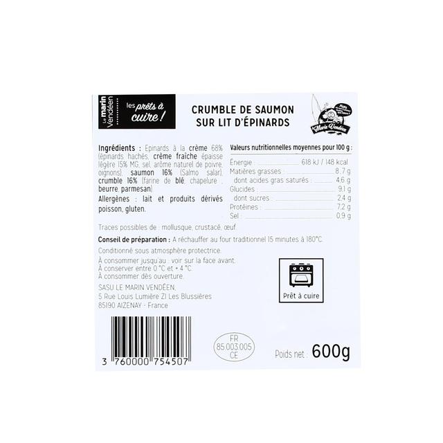 3760000754507 - Marin Vendeen - Crumble de saumon et épinards à la crème