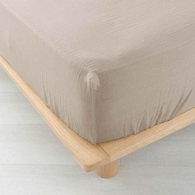 3574386448307 - Douceur D Interieur - Drap Housse En Gaze De Coton Sable