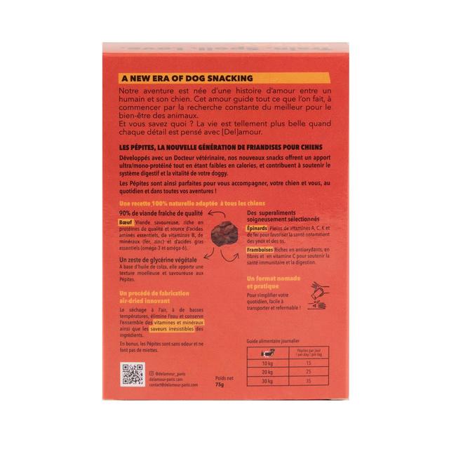 3760407550108 - Delamour - Friandise Pépites Boeuf Framboise - Récompense pour chien