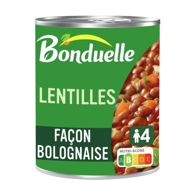 3083681192308 - Bonduelle - Lentilles façon bolognaise avec carottes et oignons en conserve
