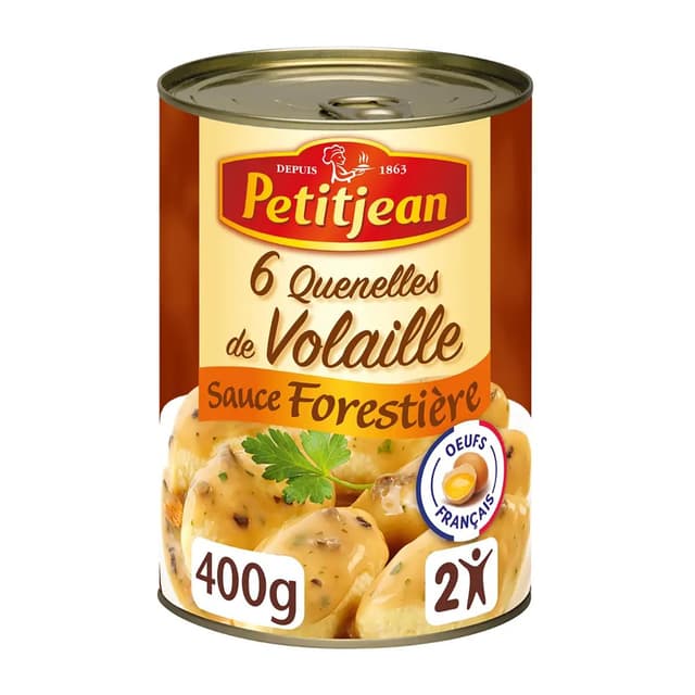 3038353912708 - Petitjean - 6 Quenelles de Volaille Sauce Forestière en conserve pour 2