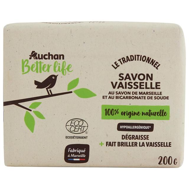 3596710497508 - Auchan Better Life - Savon vaisselle solide au savon de Marseille et bicarbonate de soude