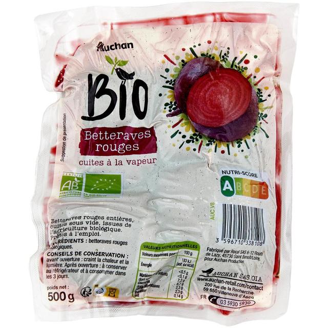 3596710338108 - Auchan BIO - Betteraves Rouges Bio Entières Cuites