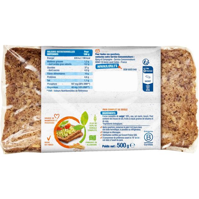3229820019208 - Bjorg - Pain complet de seigle bio