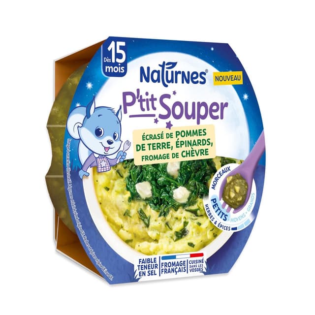 3701669200509 - Naturnes® - P'tit Souper - Ecrasé de pommes de terre épinards chèvre Bol Bébé dès 15 mois