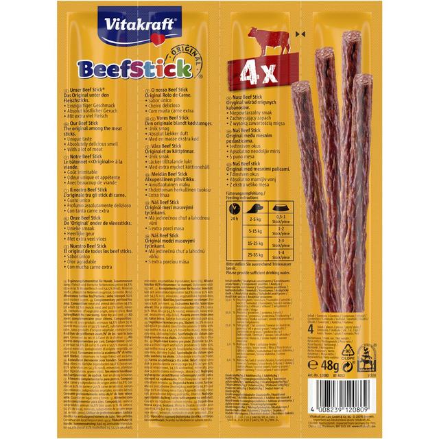4008239120809 - Vitakraft Beef Stick - Bâtonnets Bœuf - Friandise Récompense pour chien