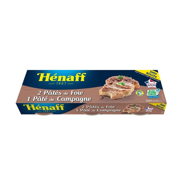 3021210022009 - Henaff - 2 Pâtés de foie et un pâté de campagne en conserve