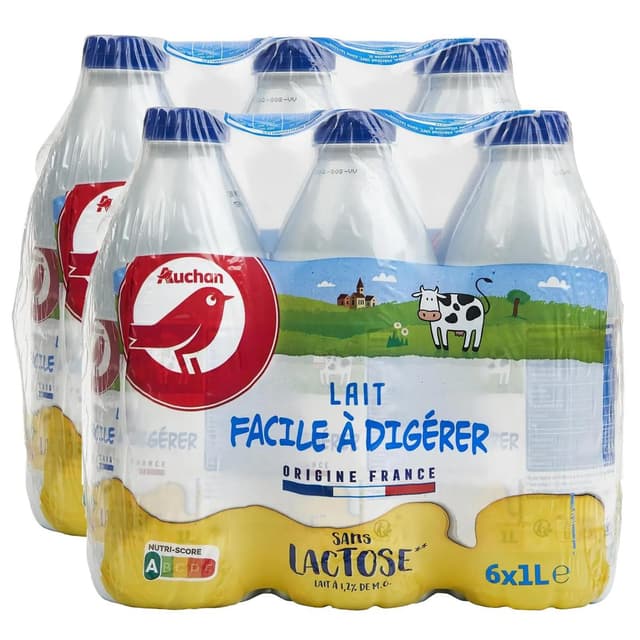 2050000422409 - Auchan - Lait facile à digérer sans lactose UHT
