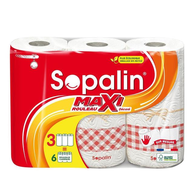 8004260265409 - Sopalin - Essuie-tout sur mesure décoré 3 maxi = 6 rouleaux