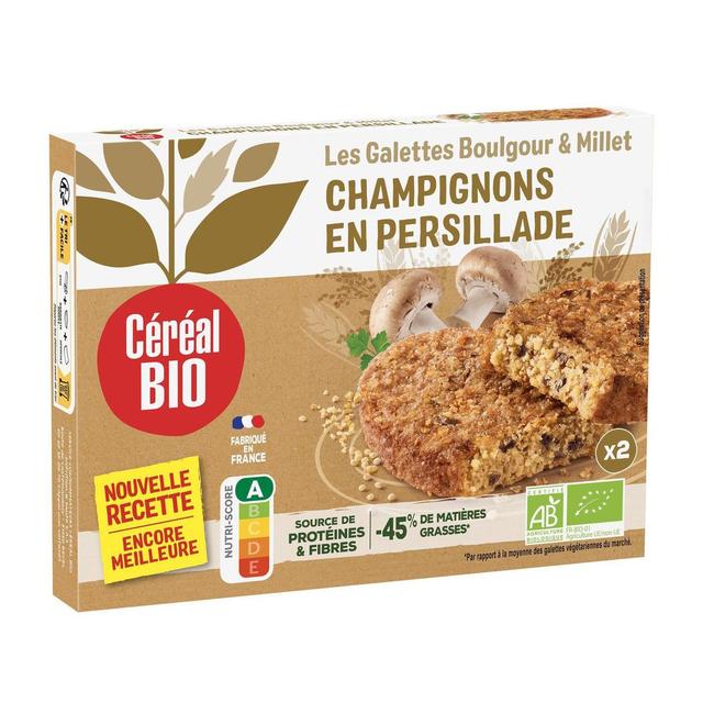 3259011799909 - Céréal Bio - 2 Galettes Végétales Millet Boulghour Champignons en Persillade Bio