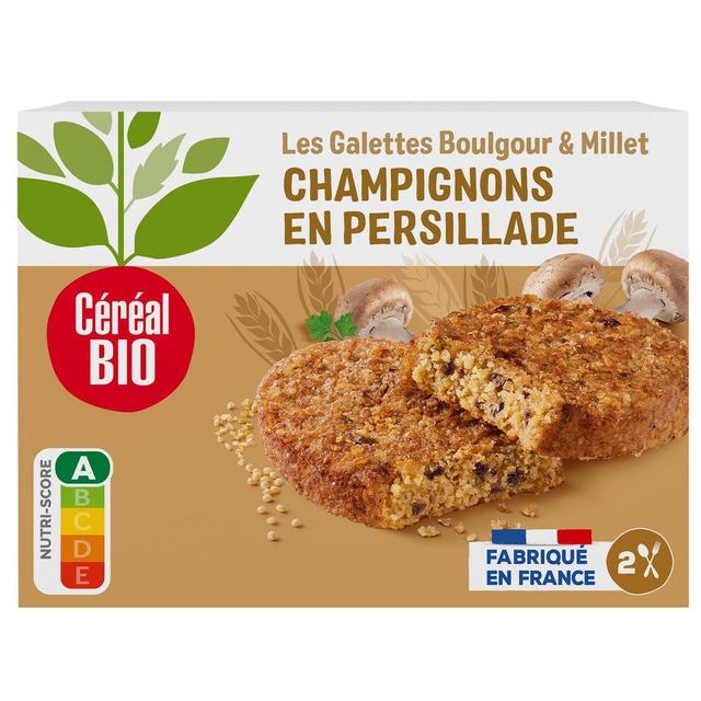 3259011799909 - Céréal Bio - 2 Galettes Végétales Millet Boulghour Champignons en Persillade Bio
