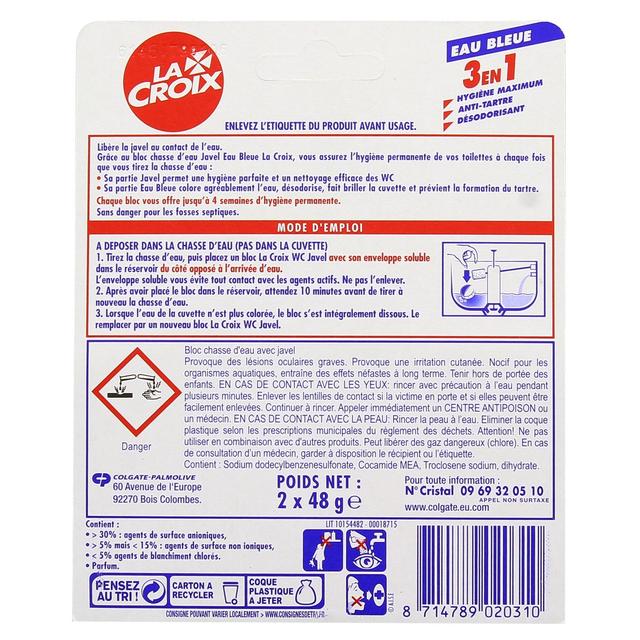 8714789020310 - La Croix - Bloc WC 2 en 1 javel & eau bleue