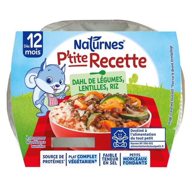8445291591110 - Naturnes® - P'tite Recette - Dahl de légumes lentilles riz bol bébé dès 15 mois