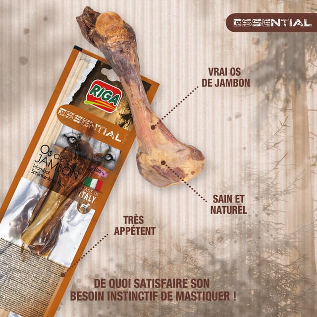 3166780041910 - Riga Essential - Os à mastiquer de Porc - Friandise Récompense pour chien moyen et grand