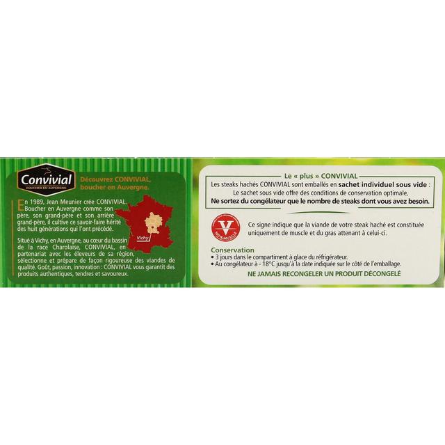 3463490012910 - Convivial - Steaks hachés façon bouchère pur boeuf Bio 15%mg