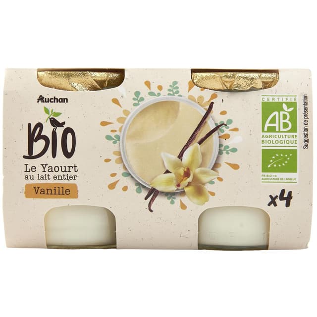 3596710474110 - Auchan BIO - Yaourt au lait entier à la vanille bio