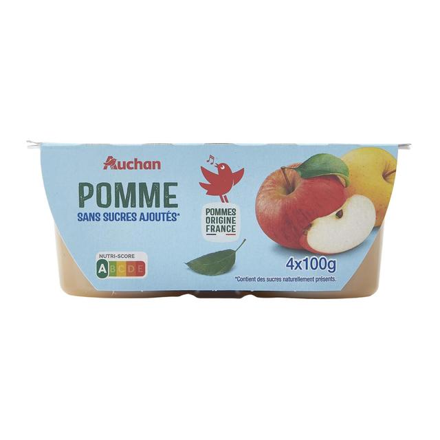 3596710336210 - Auchan - Coupelles purée de pomme nature sans sucres ajoutés