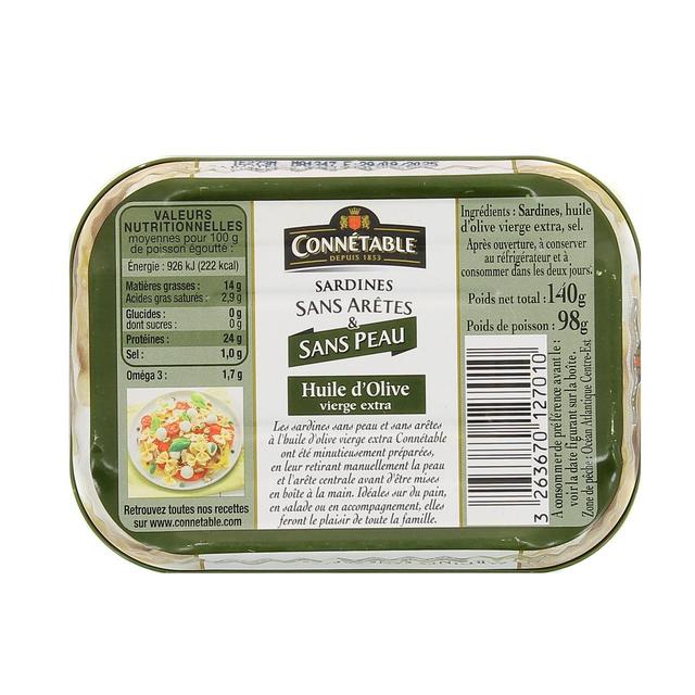 3263670127010 - Connetable - Sardines à l'Huile d'Olive Vierge Extra sans Arête et sans Peau
