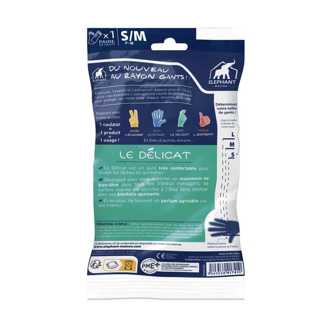 3543534417410 - Elephant - Gants Le Délicat - Quotidien douceur - Taille S/M