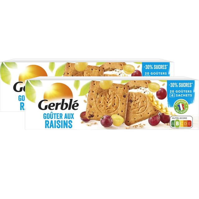 3251491787810 - Gerblé Teneur Réduite - 20 Goûters aux raisins -32% de sucres en moins