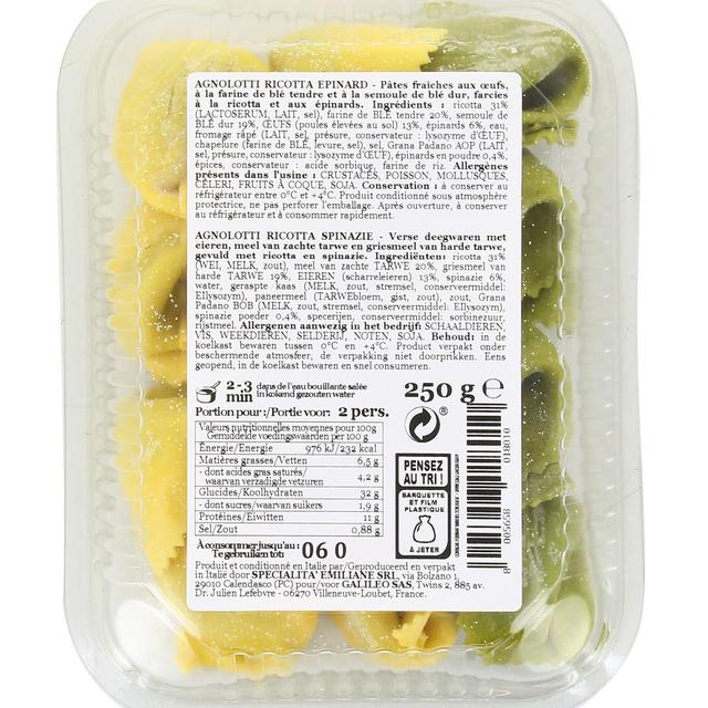 8005658018010 - L'Italie des Pâtes - Agnolotti Ricotta et Epinards