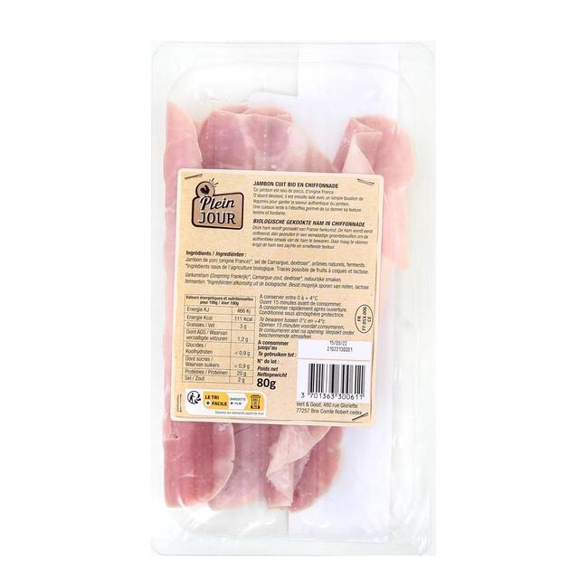 3701363300611 - Plein Jour - Jambon Blanc cuit en Chiffonnade, Bio