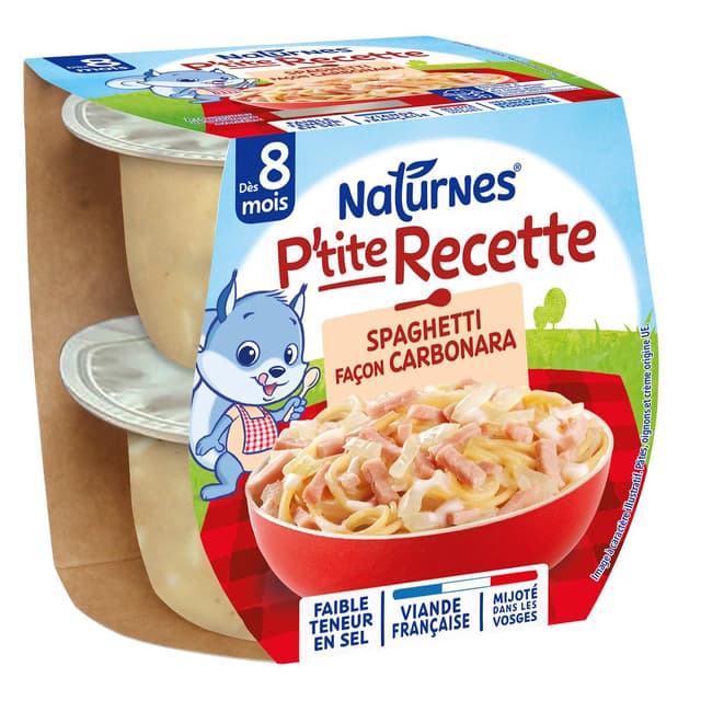 8445291591011 - Naturnes® - P'tite Recette - Spaghetti Façon Carbonara Bol Bébé dès 8 mois