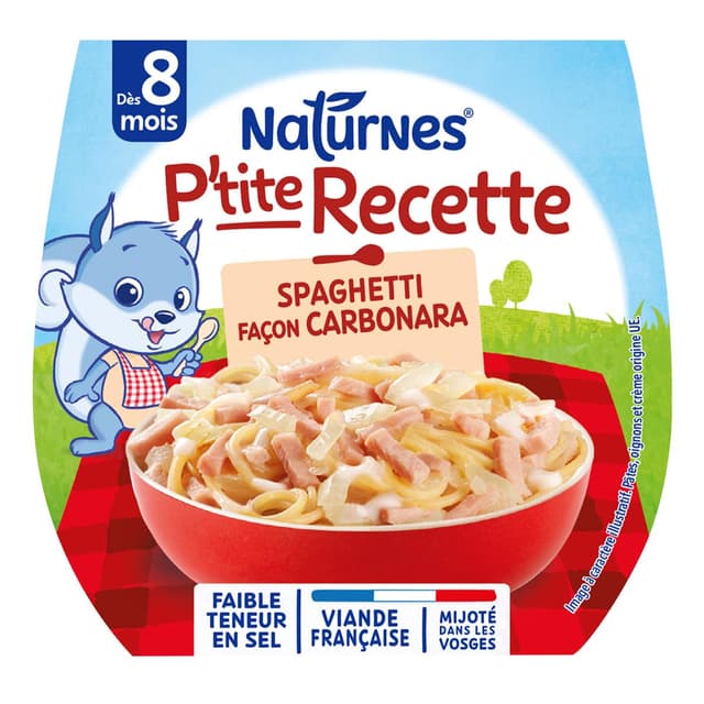 8445291591011 - Naturnes® - P'tite Recette - Spaghetti Façon Carbonara Bol Bébé dès 8 mois