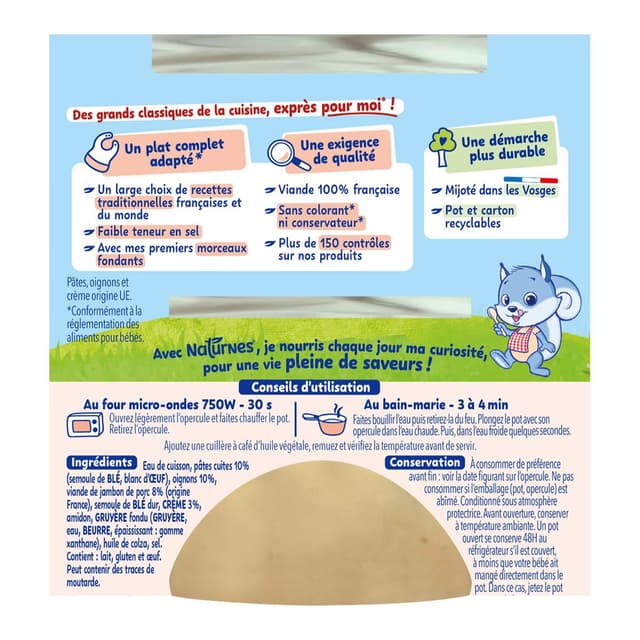 8445291591011 - Naturnes® - P'tite Recette - Spaghetti Façon Carbonara Bol Bébé dès 8 mois