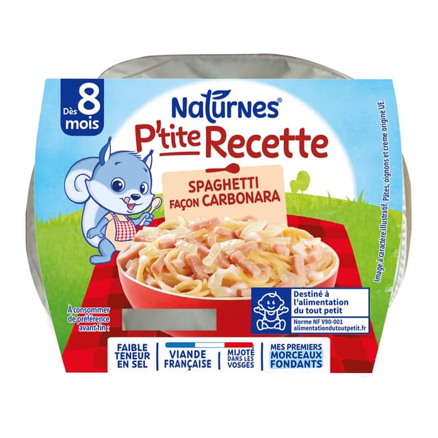 8445291591011 - Naturnes® - P'tite Recette - Spaghetti Façon Carbonara Bol Bébé dès 8 mois